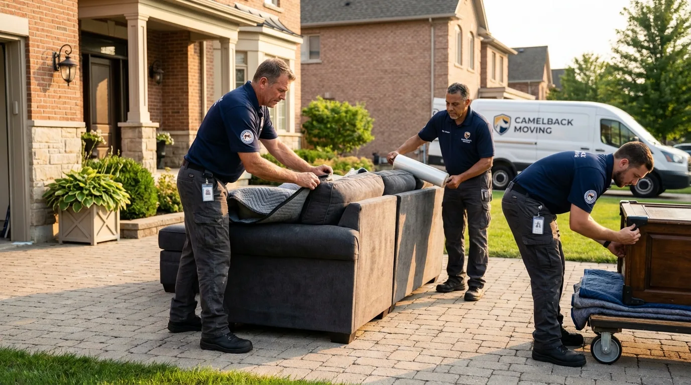 Large estate moving crew wrapping furniture in Brownsville, PA
