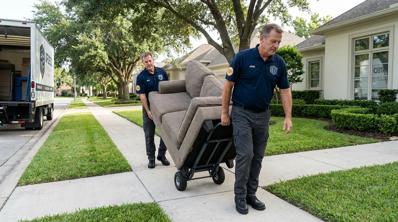 Local residential moving crew loading furniture in Brownsville, PA